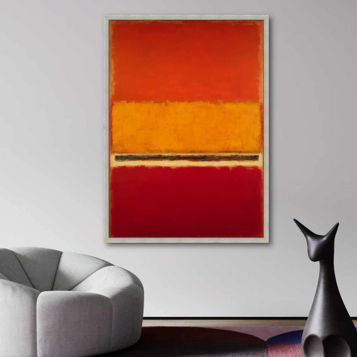 Bold Color Block Abstract Canvas Wall Art, Mark Rothko Inspired, Modern Red Orange Yellow Painting, wall decoration, canvas print, wall art