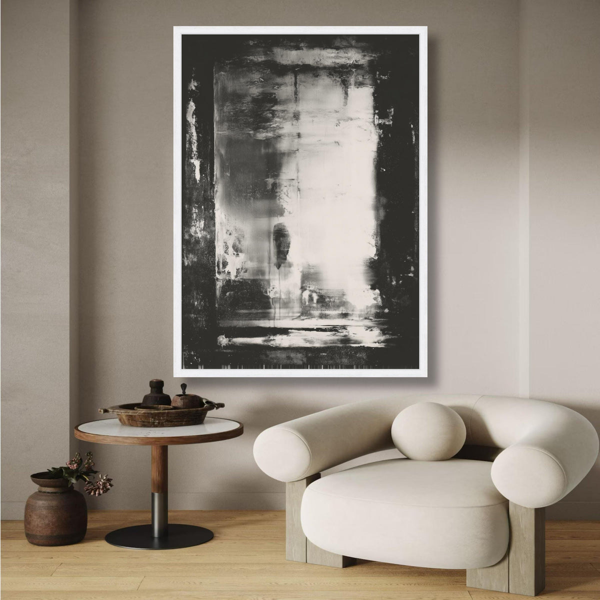Abstract Black and White Canvas Art, Mark Rothko Inspired, Minimalist Modern Wall Decor, Monochrome wall decoration, canvas print, wall art
