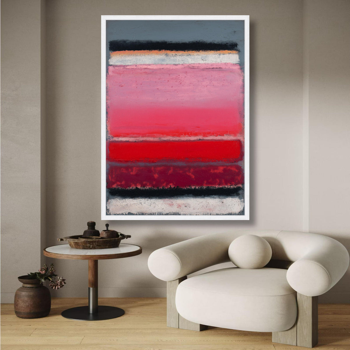 Abstract Color Block Canvas Wall Art, Modern Red and Pink Layers, Mark Rothko Inspired Canvas, wall decoration, canvas print, wall art