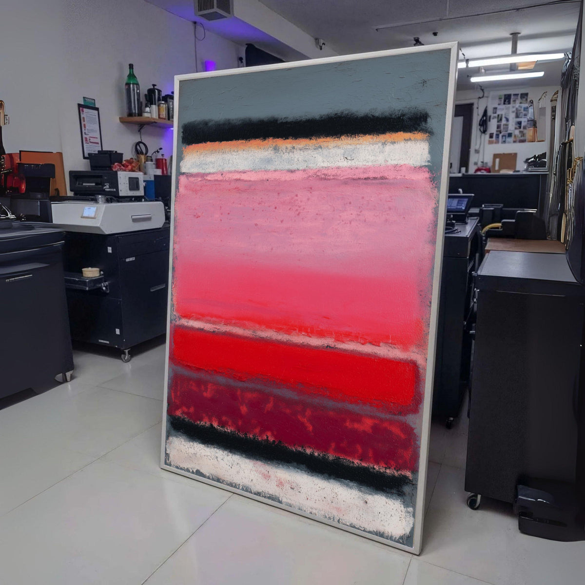 Abstract Color Block Canvas Wall Art, Modern Red and Pink Layers, Mark Rothko Inspired Canvas, wall decoration, canvas print, wall art