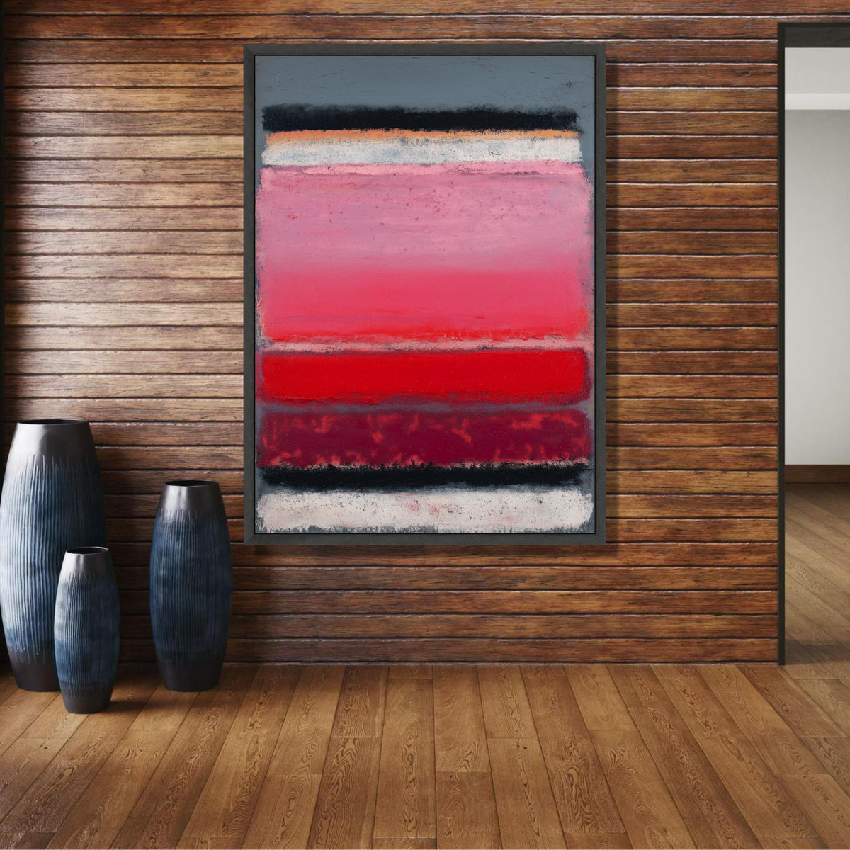 Abstract Color Block Canvas Wall Art, Modern Red and Pink Layers, Mark Rothko Inspired Canvas, wall decoration, canvas print, wall art