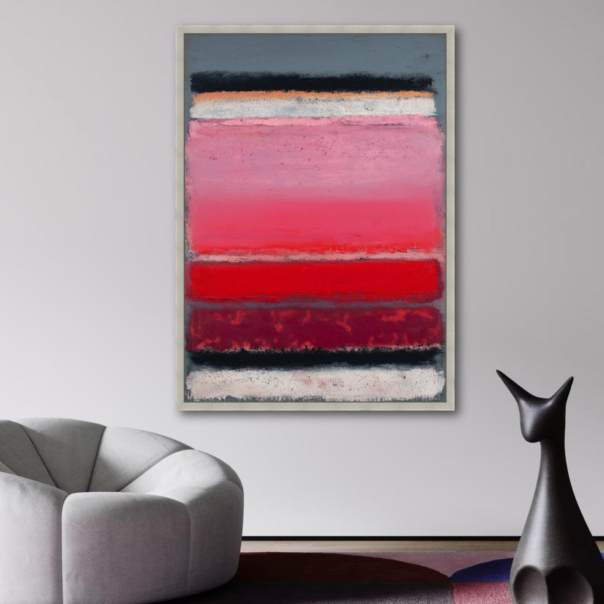 Abstract Color Block Canvas Wall Art, Modern Red and Pink Layers, Mark Rothko Inspired Canvas, wall decoration, canvas print, wall art