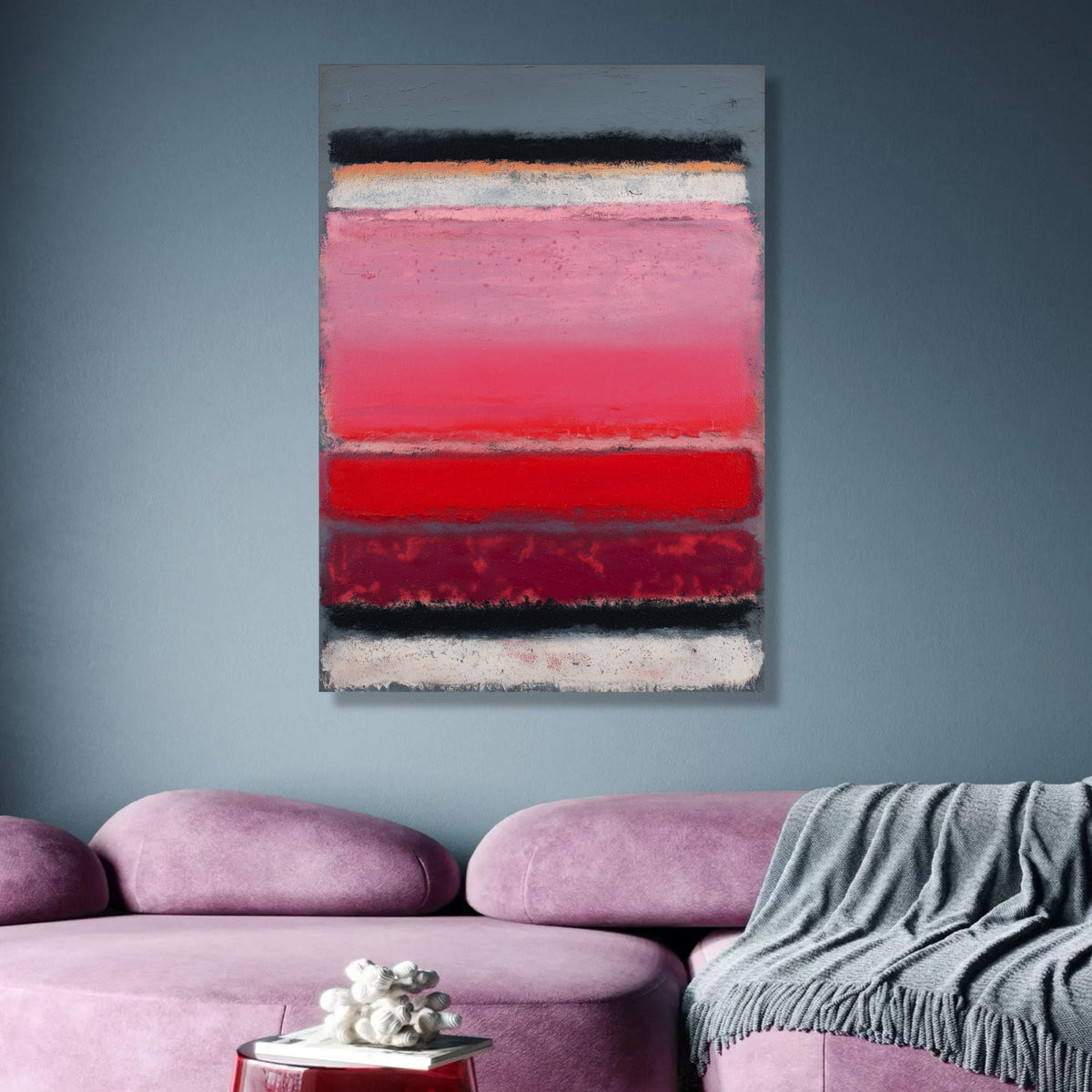 Abstract Color Block Canvas Wall Art, Modern Red and Pink Layers, Mark Rothko Inspired Canvas, wall decoration, canvas print, wall art