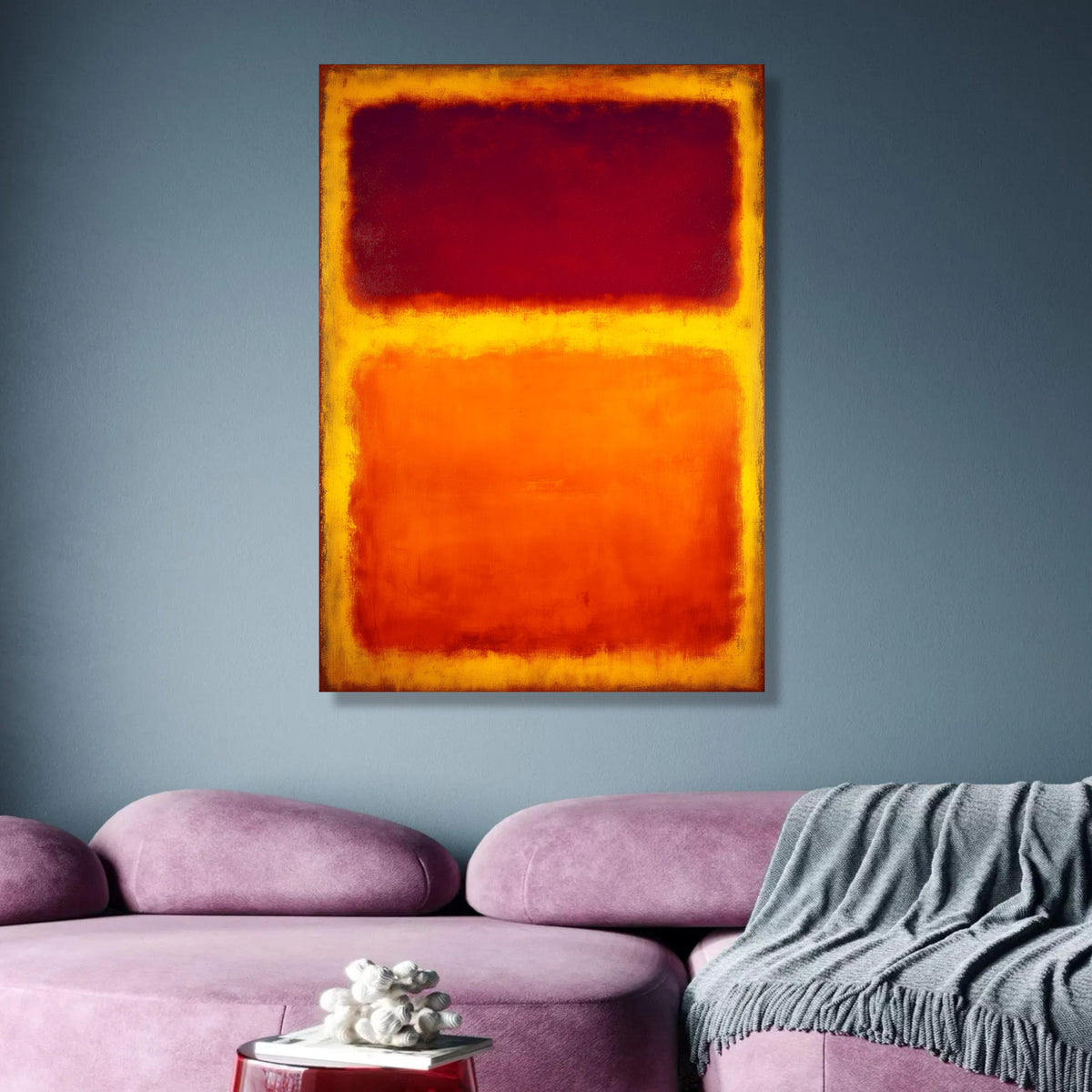 Mark Rothko Inspired Abstract Canvas, Bold Red and Orange Color Blocks, Modern Minimalist Wall Art, wall decoration, canvas print, wall art