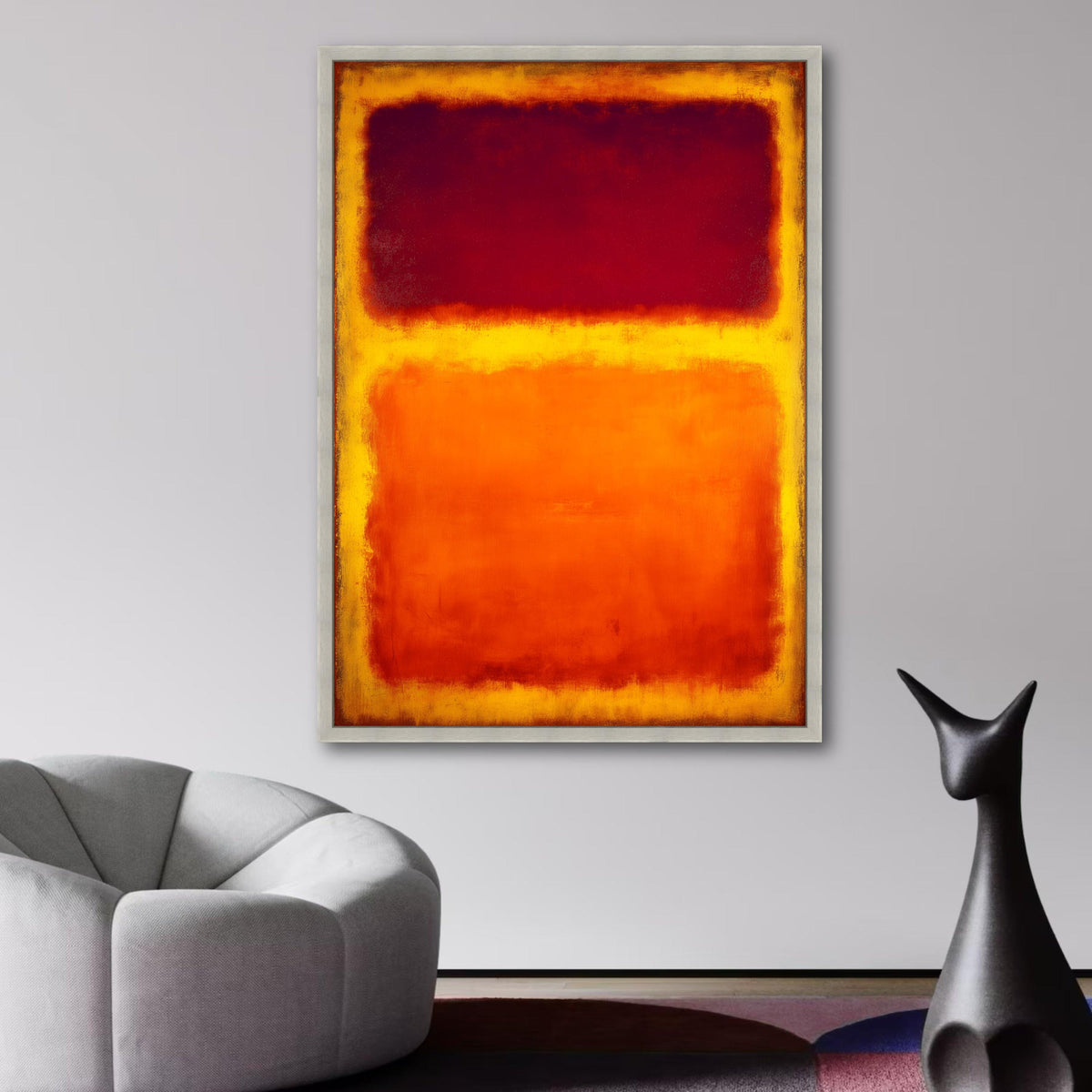 Mark Rothko Inspired Abstract Canvas, Bold Red and Orange Color Blocks, Modern Minimalist Wall Art, wall decoration, canvas print, wall art