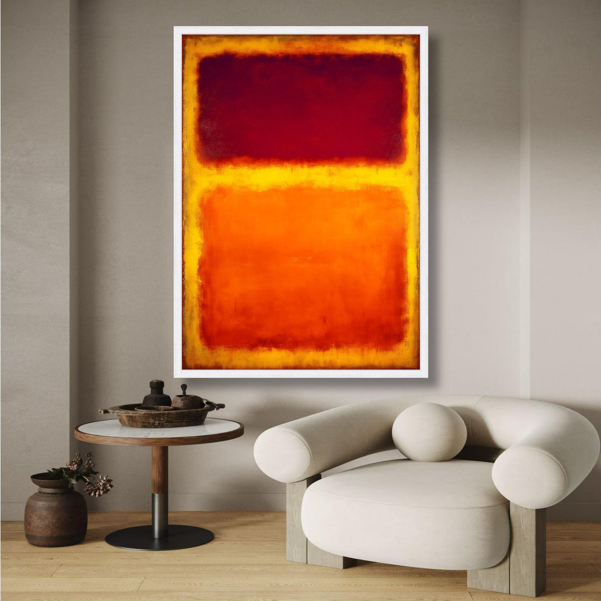 Mark Rothko Inspired Abstract Canvas, Bold Red and Orange Color Blocks, Modern Minimalist Wall Art, wall decoration, canvas print, wall art