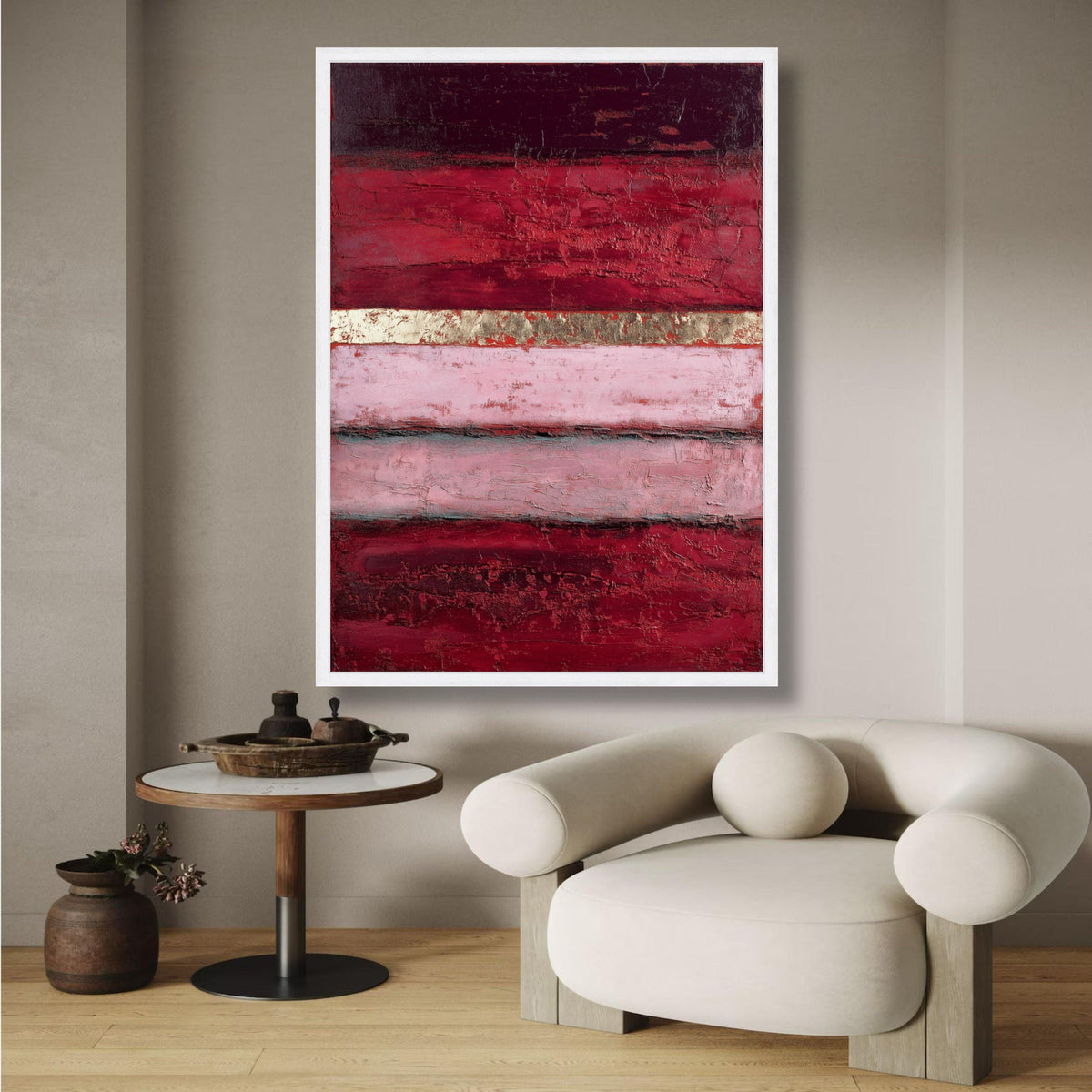 Abstract Modern Red & Pink Layers Canvas, Mark Rothko Style, Abstract Wall Art, Contemporary wall decoration, canvas print, wall art