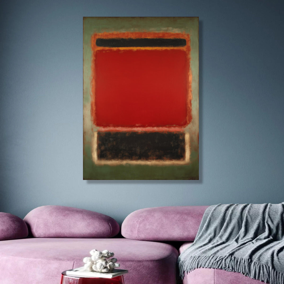 Abstract Color Field Red and Black Canvas Wall Art, Modern Minimalist Painting, Mark Rothko wall decoration, canvas print, wall art