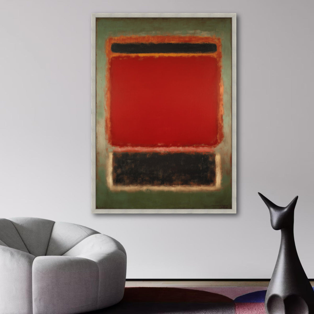 Abstract Color Field Red and Black Canvas Wall Art, Modern Minimalist Painting, Mark Rothko wall decoration, canvas print, wall art