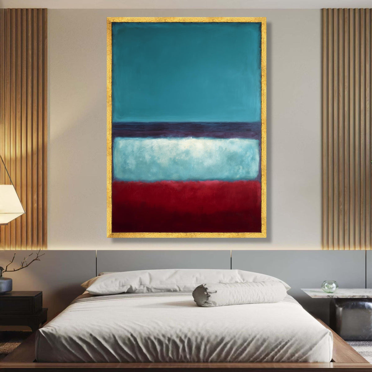 Abstract Color Block Canvas, Mark Rothko Inspired Wall Art, Modern Minimalist Canvas, Bold Blue Red wall decoration, canvas print, wall art