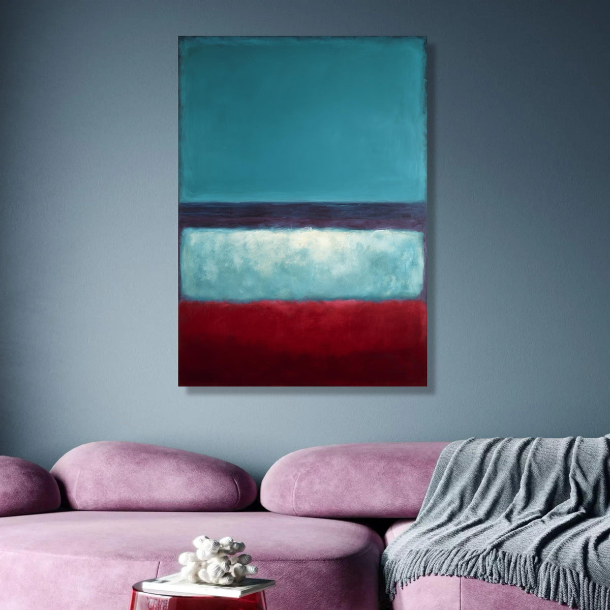 Abstract Color Block Canvas, Mark Rothko Inspired Wall Art, Modern Minimalist Canvas, Bold Blue Red wall decoration, canvas print, wall art