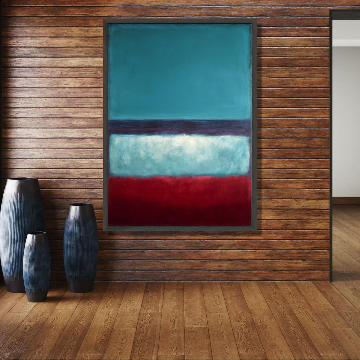 Abstract Color Block Canvas, Mark Rothko Inspired Wall Art, Modern Minimalist Canvas, Bold Blue Red wall decoration, canvas print, wall art