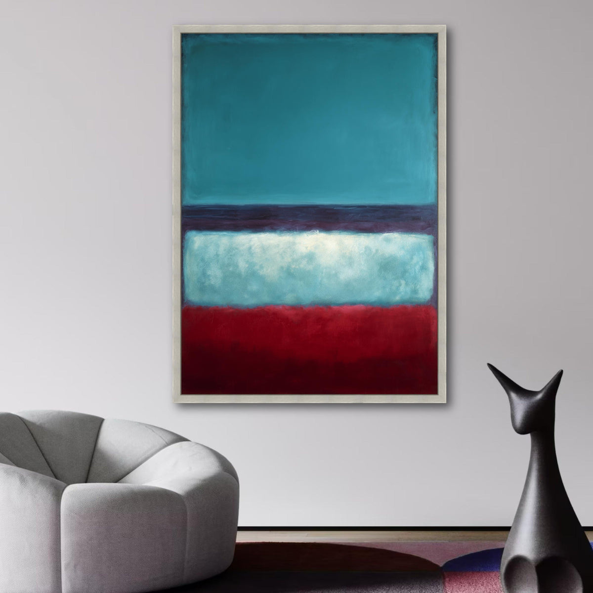 Abstract Color Block Canvas, Mark Rothko Inspired Wall Art, Modern Minimalist Canvas, Bold Blue Red wall decoration, canvas print, wall art