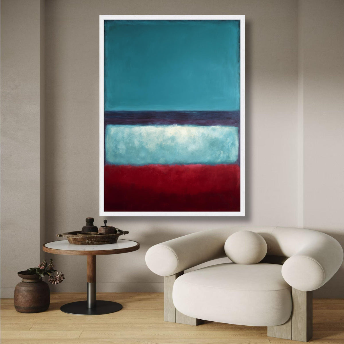 Abstract Color Block Canvas, Mark Rothko Inspired Wall Art, Modern Minimalist Canvas, Bold Blue Red wall decoration, canvas print, wall art