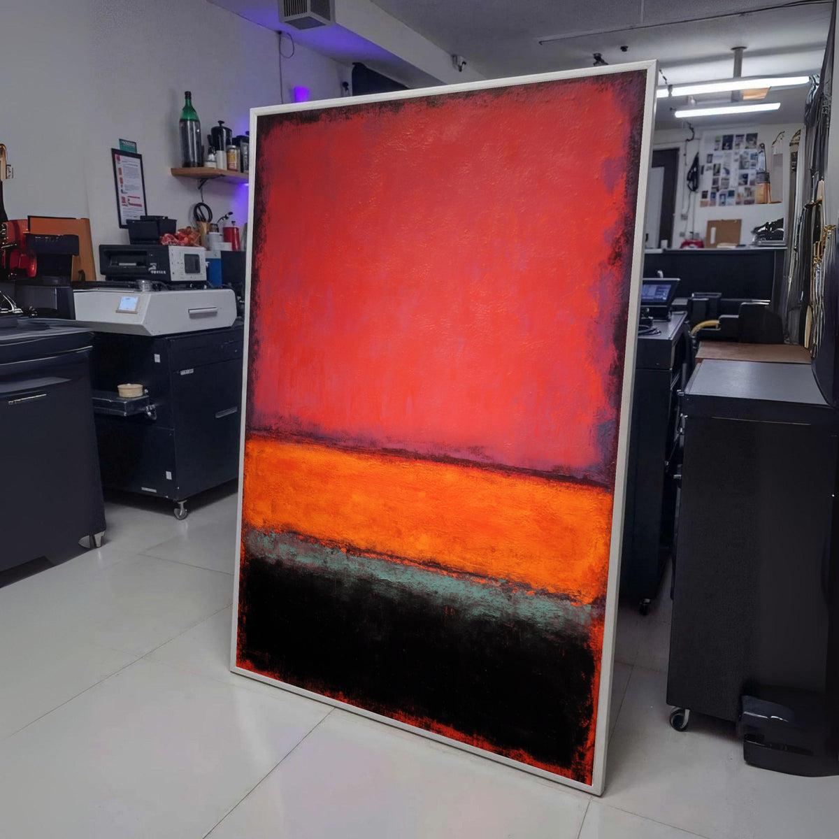 Abstract Color Block Canvas Wall Art, Mark Rothko Inspired, Vibrant Red Orange Black Modern wall decoration, canvas print, wall art