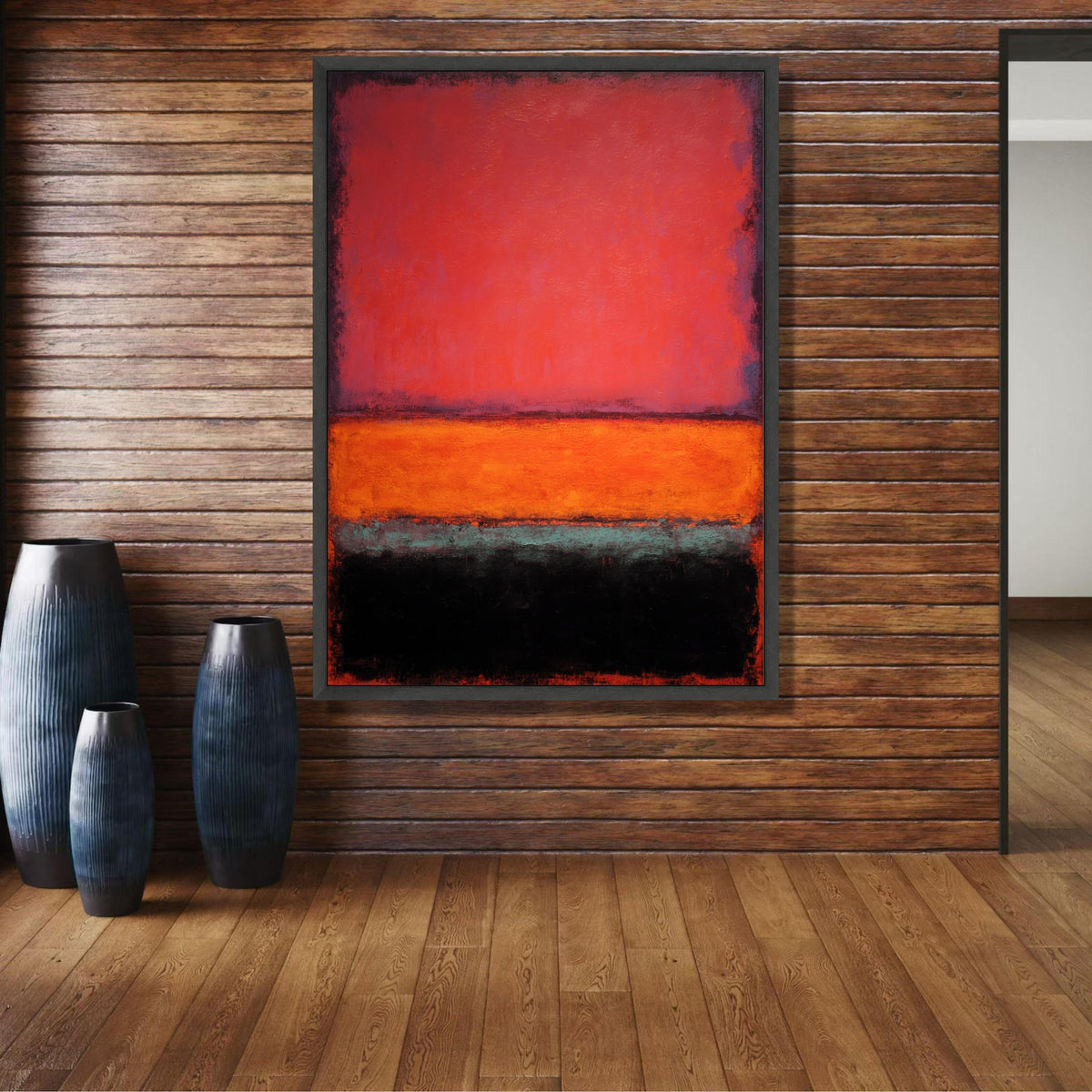 Abstract Color Block Canvas Wall Art, Mark Rothko Inspired, Vibrant Red Orange Black Modern wall decoration, canvas print, wall art