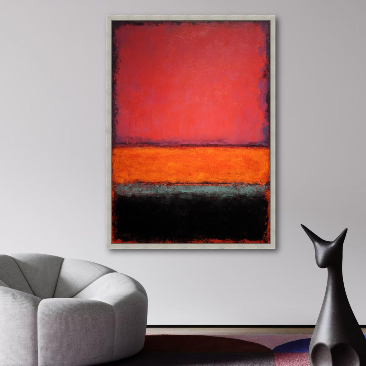 Abstract Color Block Canvas Wall Art, Mark Rothko Inspired, Vibrant Red Orange Black Modern wall decoration, canvas print, wall art