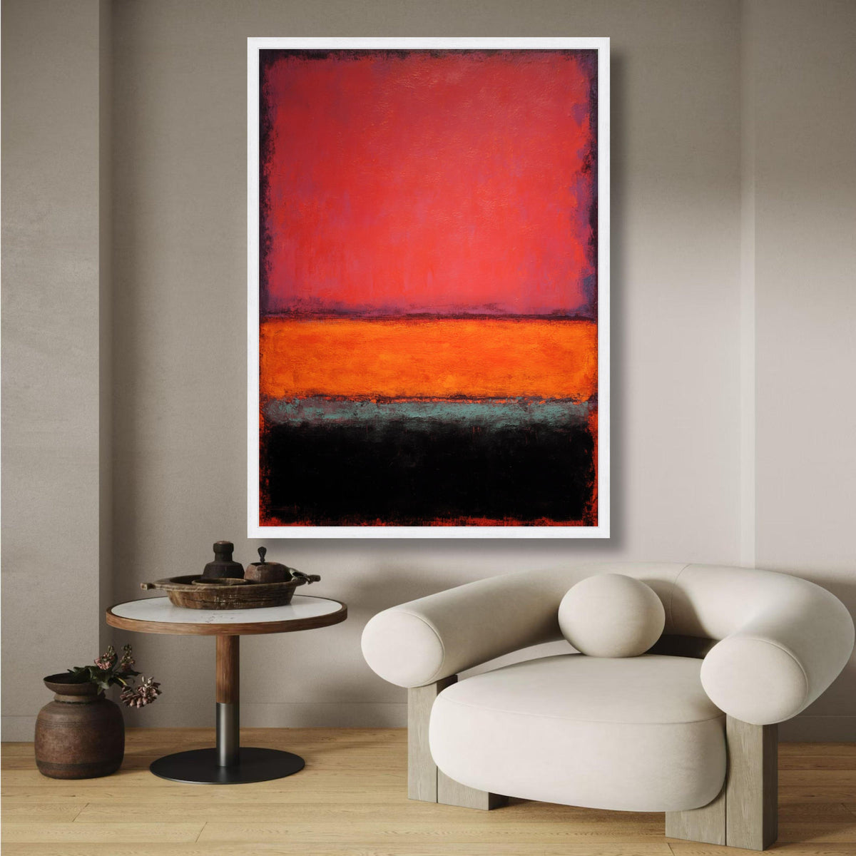 Abstract Color Block Canvas Wall Art, Mark Rothko Inspired, Vibrant Red Orange Black Modern wall decoration, canvas print, wall art