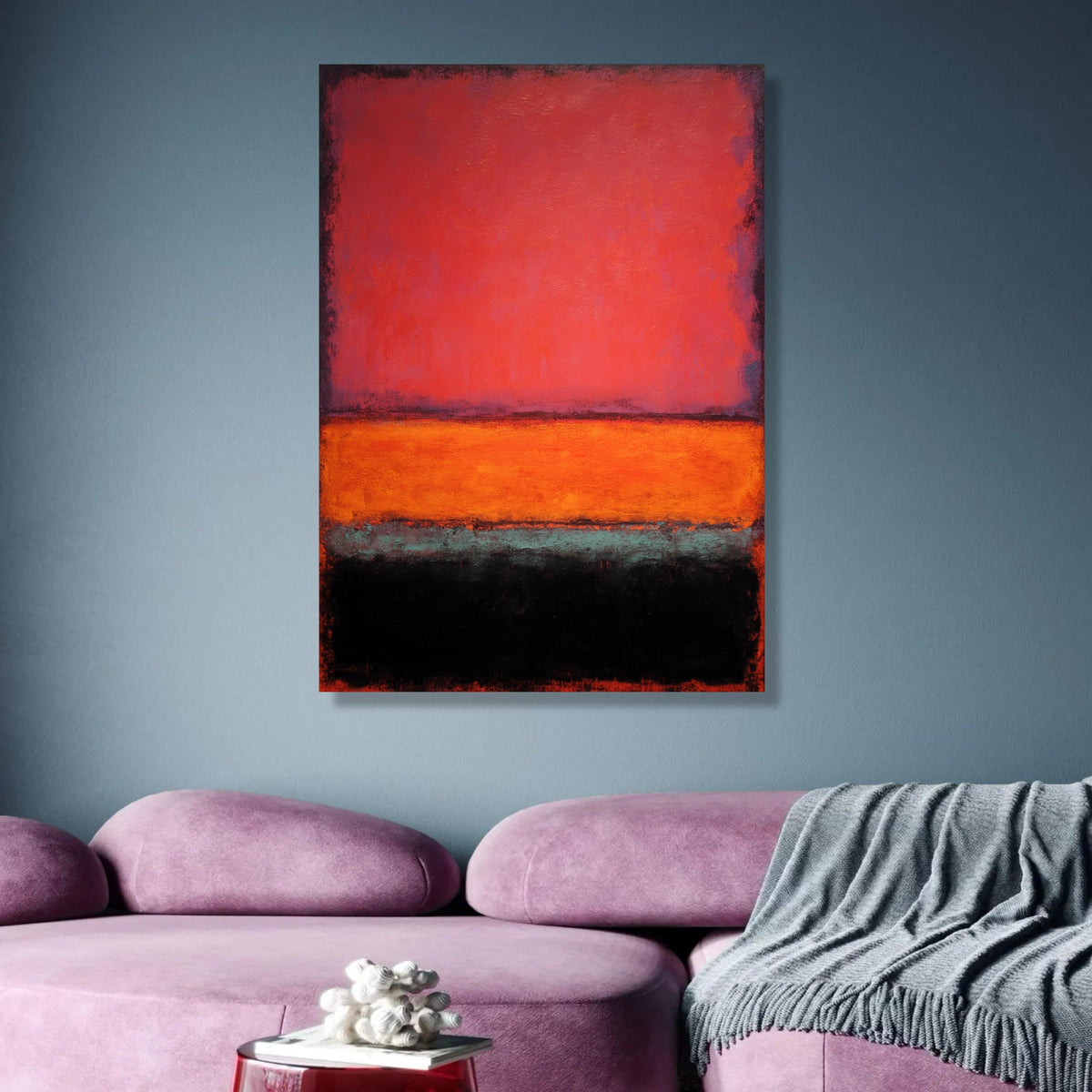 Abstract Color Block Canvas Wall Art, Mark Rothko Inspired, Vibrant Red Orange Black Modern wall decoration, canvas print, wall art