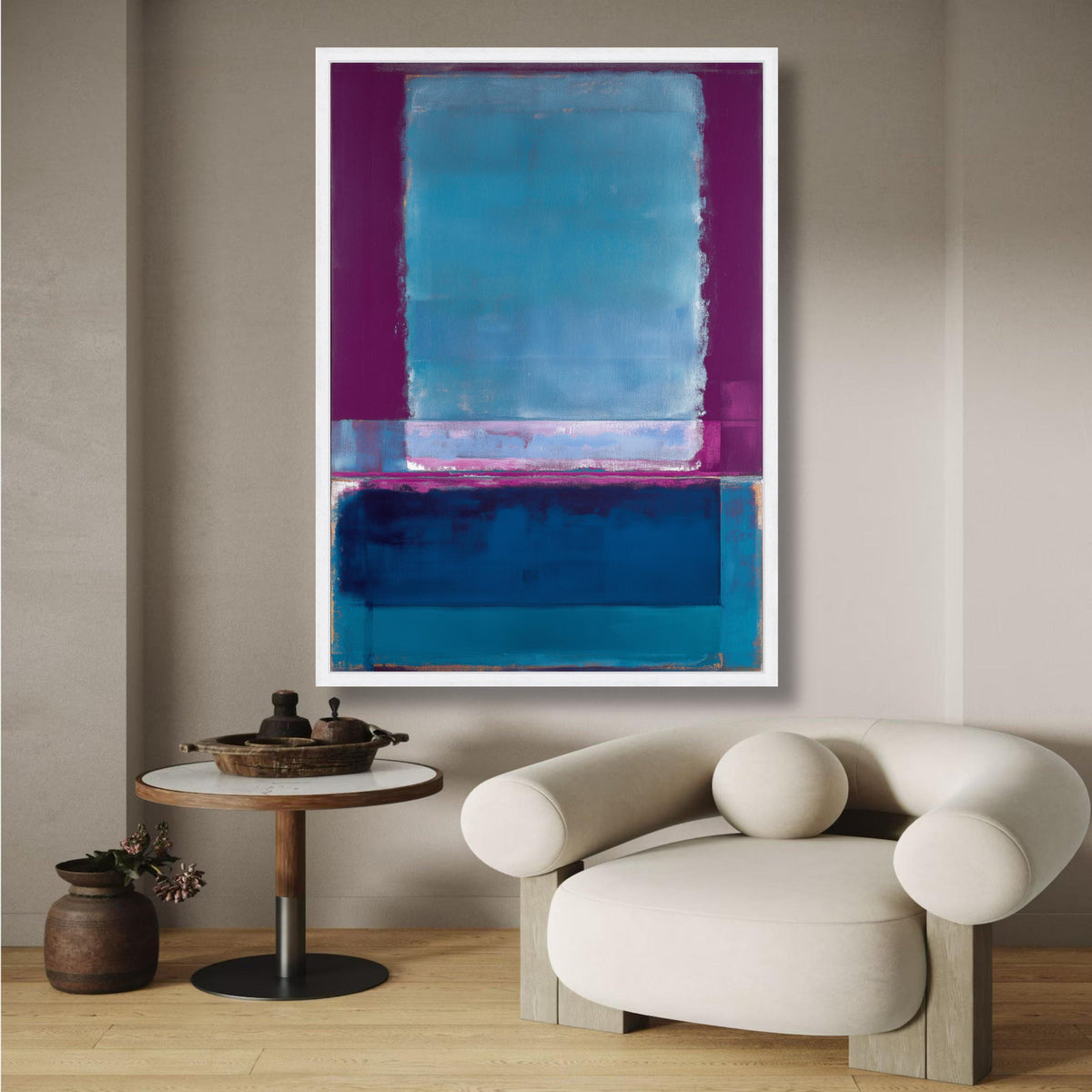 Modern Abstract Blue and Purple Canvas Wall Art, Mark Rothko Inspired, Color Block Painting, wall decoration, canvas print, wall art
