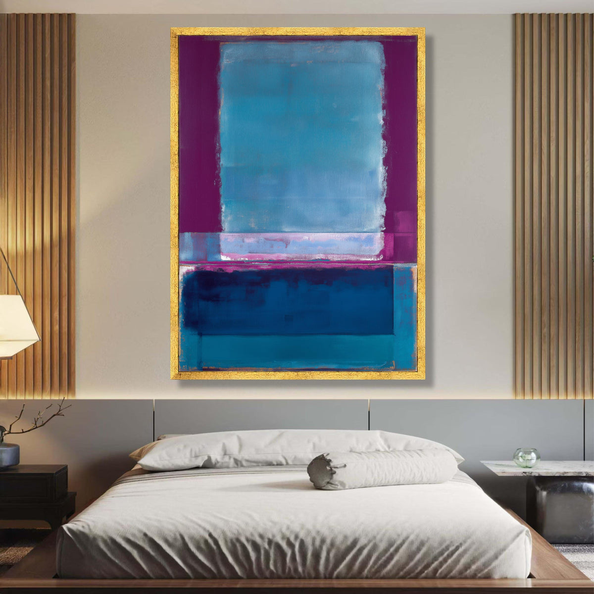 Modern Abstract Blue and Purple Canvas Wall Art, Mark Rothko Inspired, Color Block Painting, wall decoration, canvas print, wall art