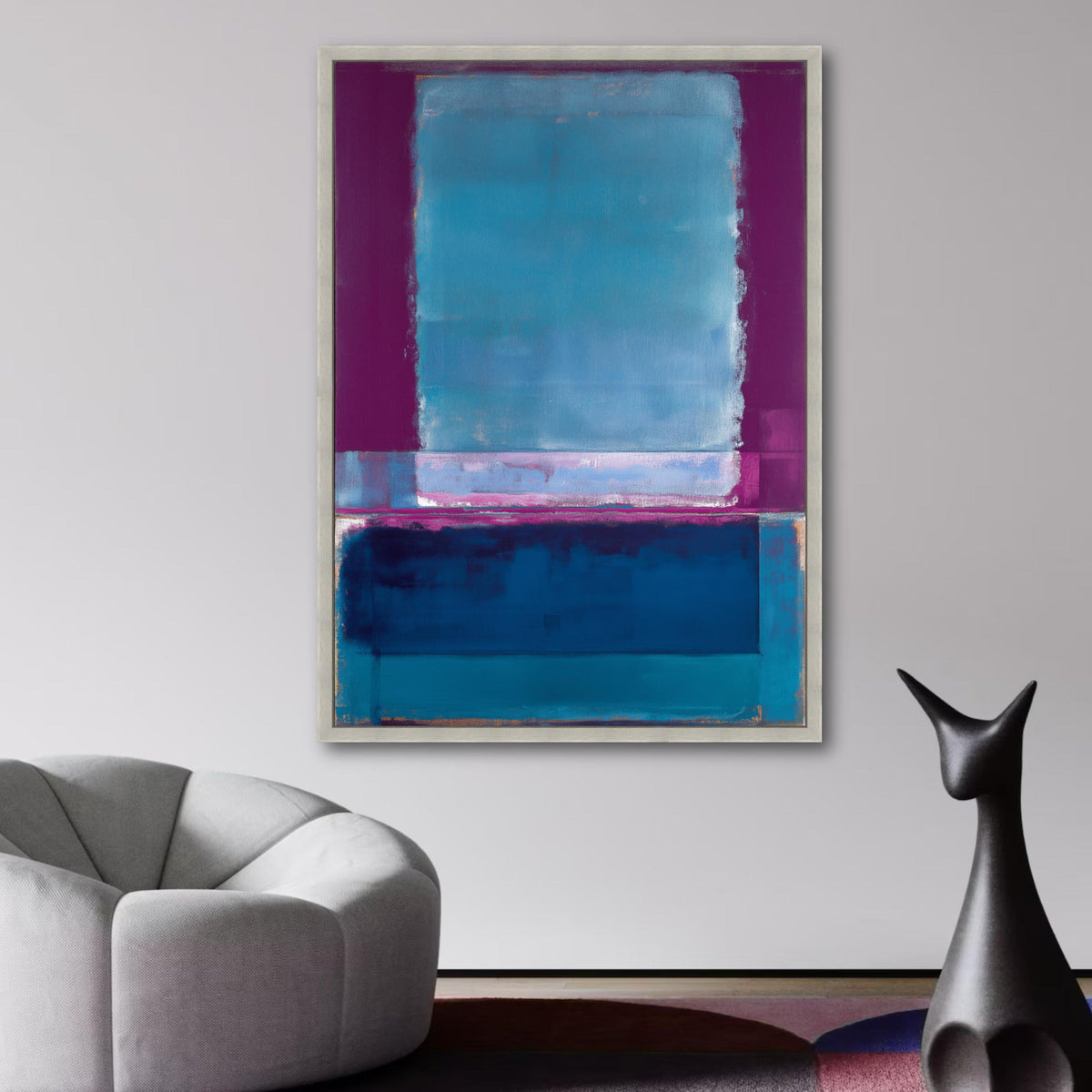 Modern Abstract Blue and Purple Canvas Wall Art, Mark Rothko Inspired, Color Block Painting, wall decoration, canvas print, wall art