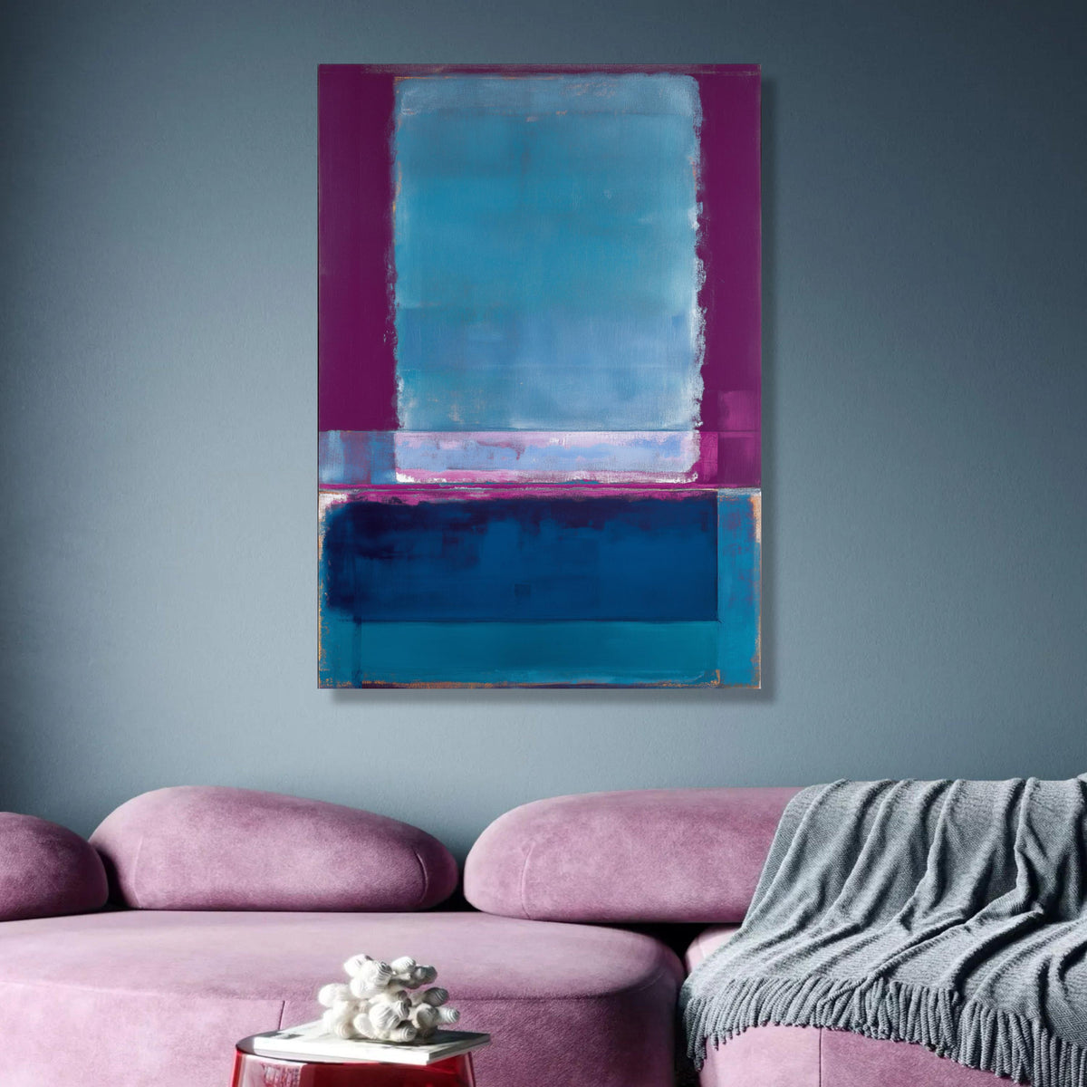 Modern Abstract Blue and Purple Canvas Wall Art, Mark Rothko Inspired, Color Block Painting, wall decoration, canvas print, wall art