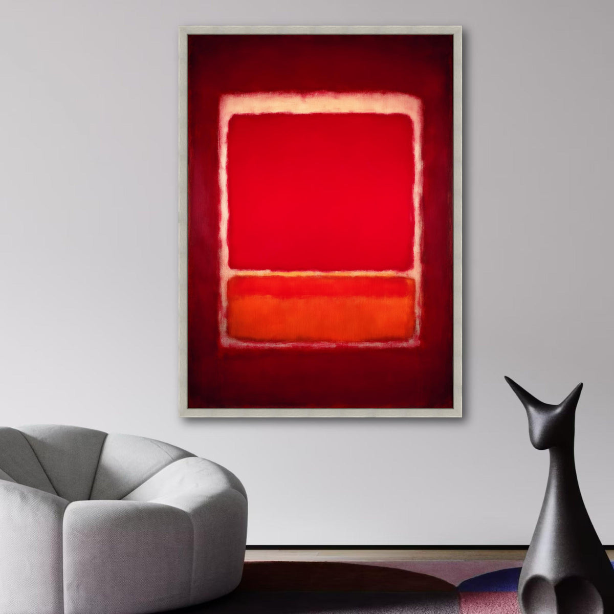Bold Red Abstract Canvas Wall Art, Modern Geometric Painting, Mark Rothko Inspired, Vibrant Color wall decoration, canvas print, wall art
