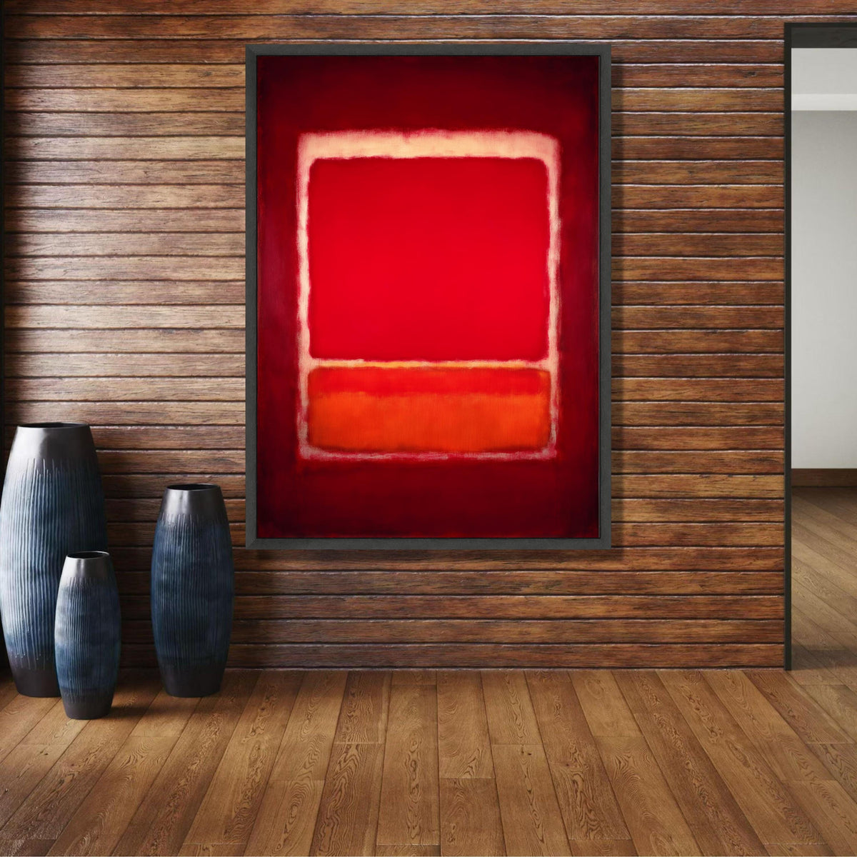 Bold Red Abstract Canvas Wall Art, Modern Geometric Painting, Mark Rothko Inspired, Vibrant Color wall decoration, canvas print, wall art