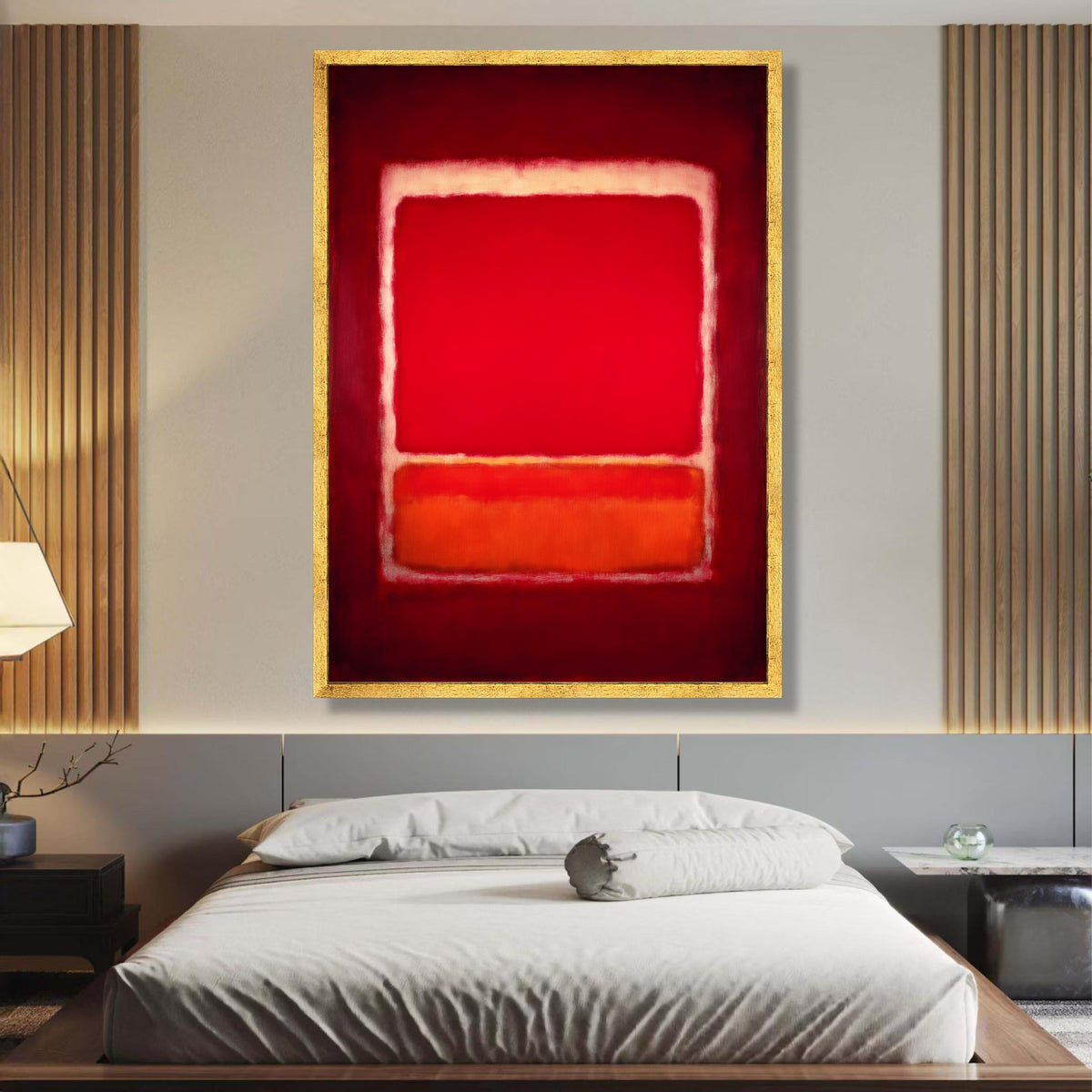 Bold Red Abstract Canvas Wall Art, Modern Geometric Painting, Mark Rothko Inspired, Vibrant Color wall decoration, canvas print, wall art
