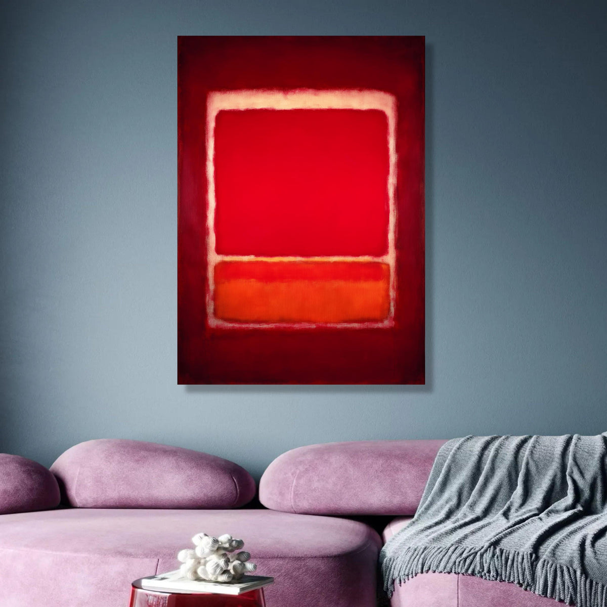 Bold Red Abstract Canvas Wall Art, Modern Geometric Painting, Mark Rothko Inspired, Vibrant Color wall decoration, canvas print, wall art
