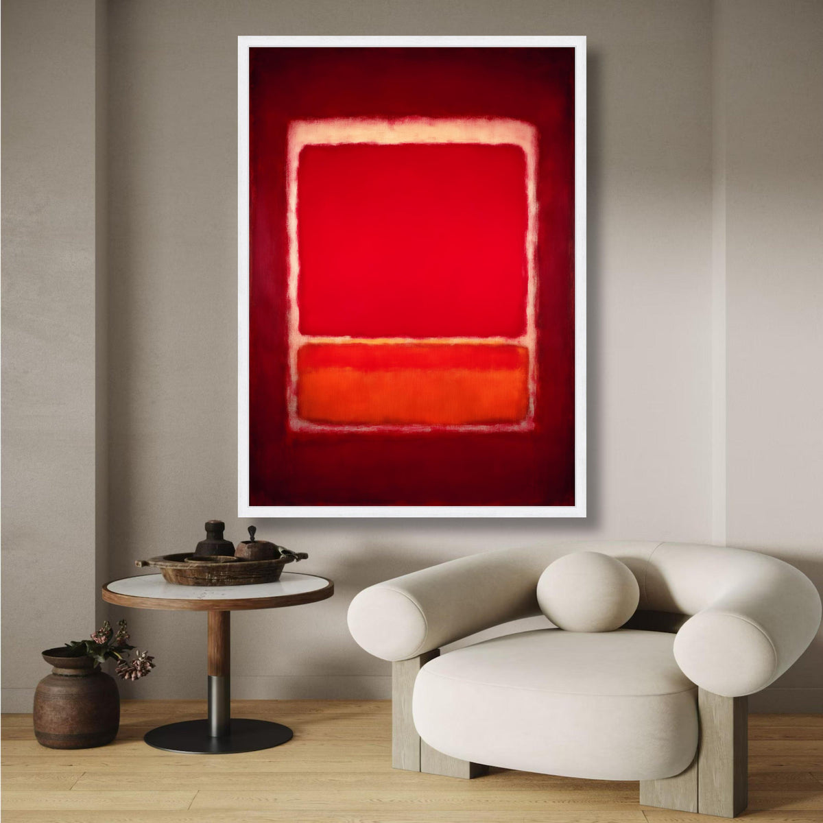 Bold Red Abstract Canvas Wall Art, Modern Geometric Painting, Mark Rothko Inspired, Vibrant Color wall decoration, canvas print, wall art
