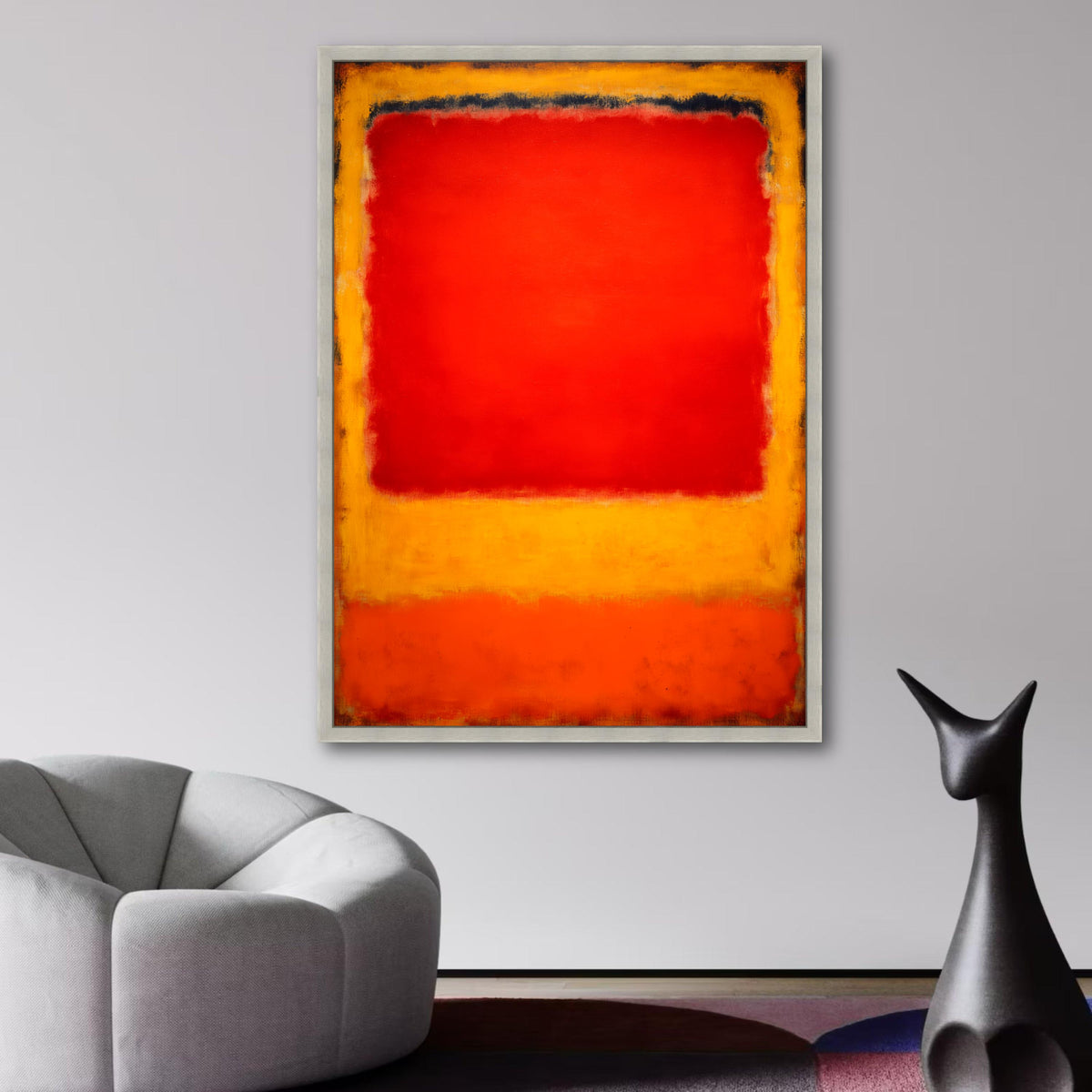 Vibrant Red and Orange Abstract Canvas, Mark Rothko Inspired Wall Art, Modern Color Field Painting, wall decoration, canvas print, wall art