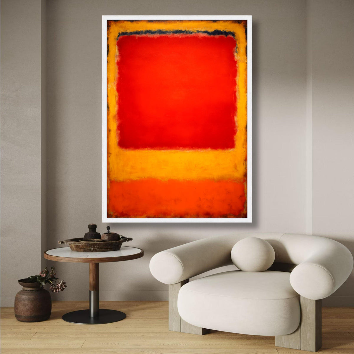 Vibrant Red and Orange Abstract Canvas, Mark Rothko Inspired Wall Art, Modern Color Field Painting, wall decoration, canvas print, wall art