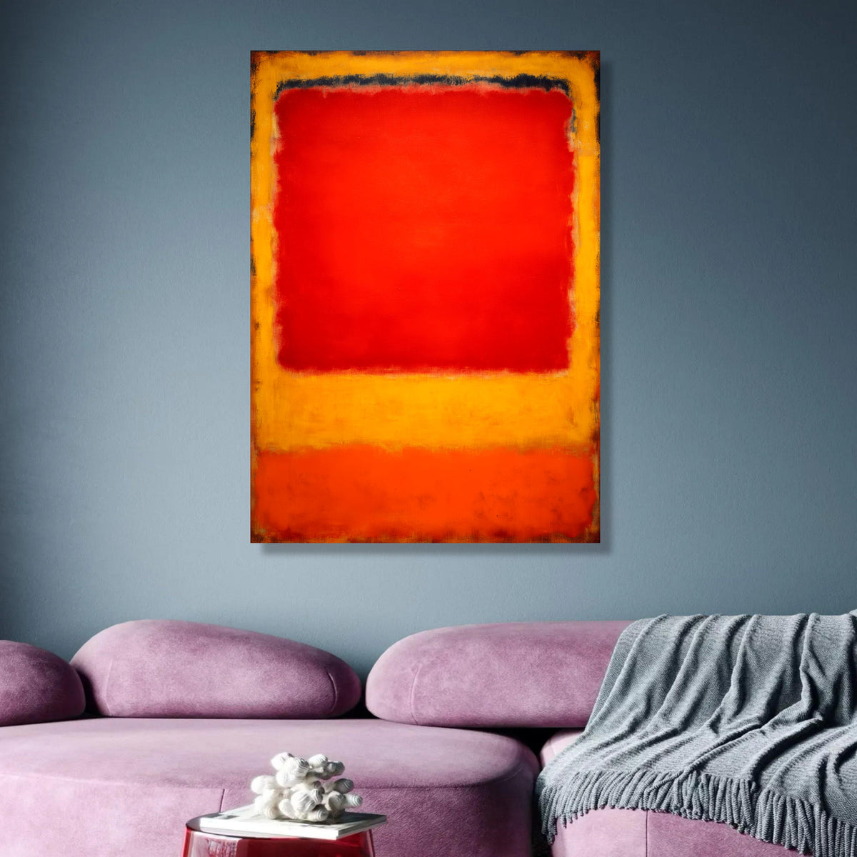 Vibrant Red and Orange Abstract Canvas, Mark Rothko Inspired Wall Art, Modern Color Field Painting, wall decoration, canvas print, wall art