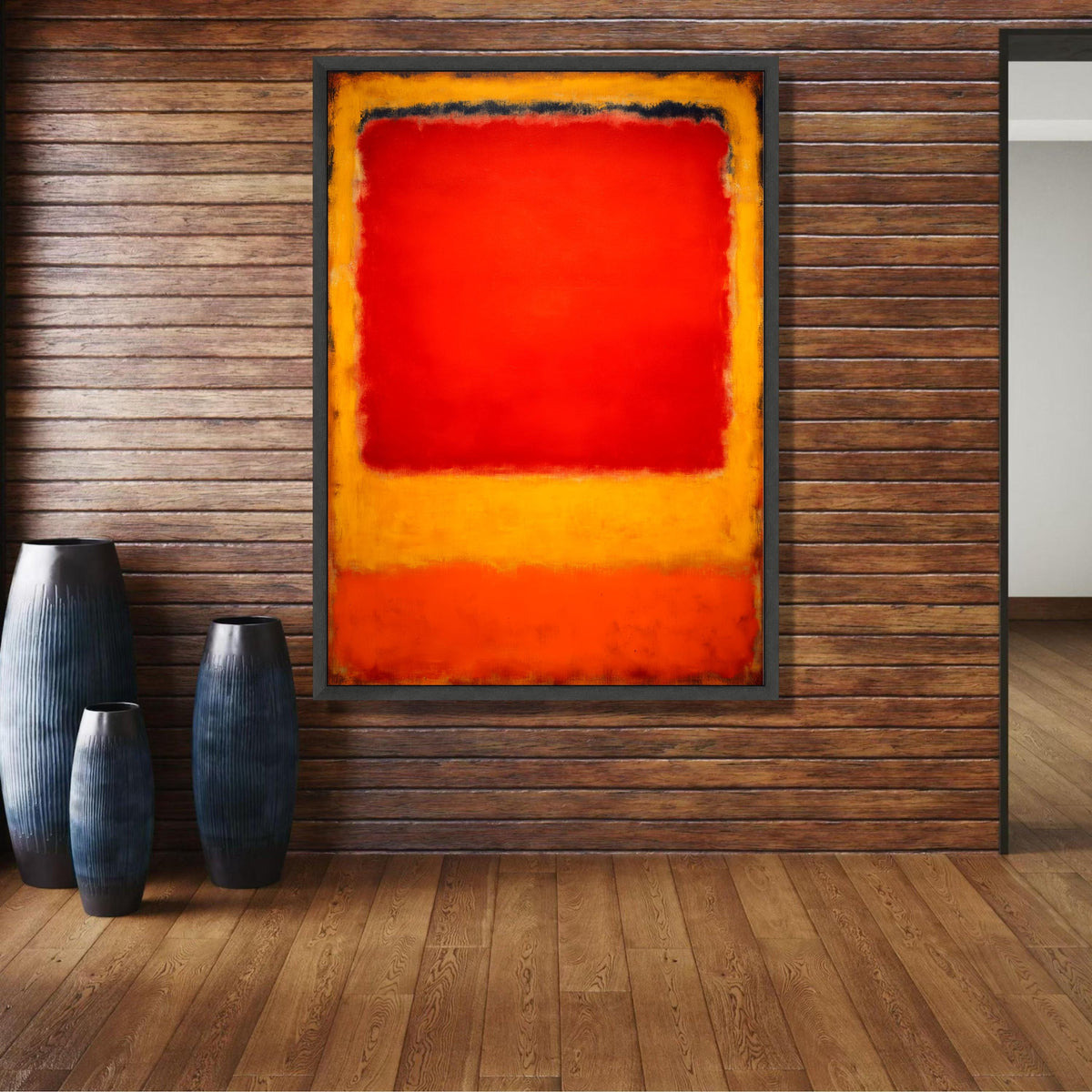 Vibrant Red and Orange Abstract Canvas, Mark Rothko Inspired Wall Art, Modern Color Field Painting, wall decoration, canvas print, wall art