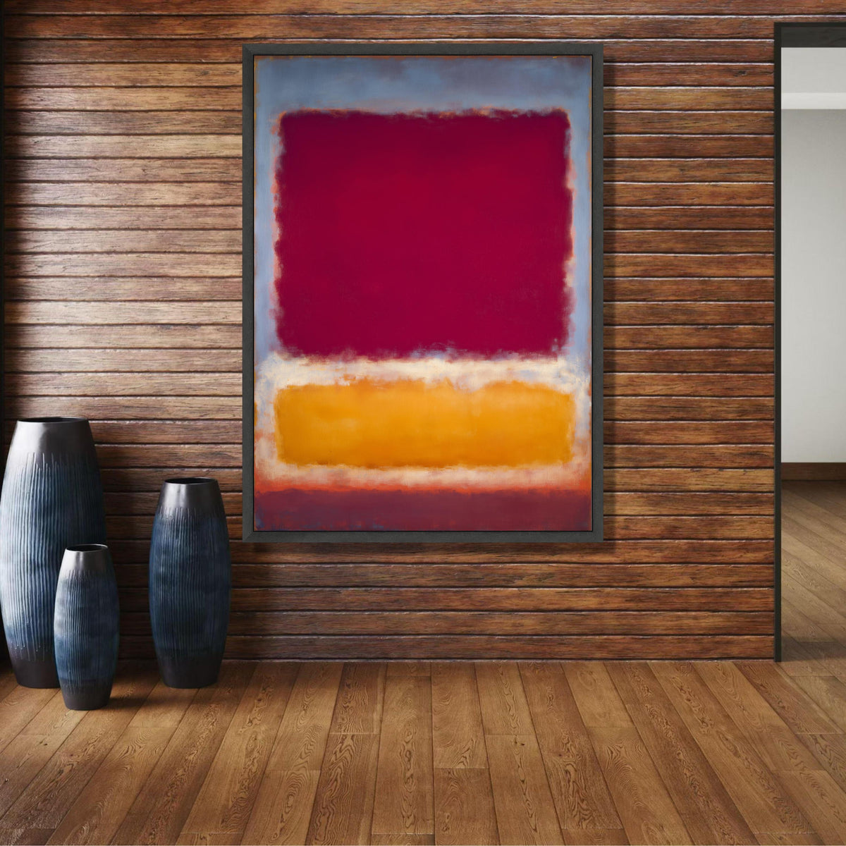 Abstract Color Blocks Canvas Wall Art, Modern Minimalist Red and Orange Canvas, Contemporary Home wall decoration, canvas print, wall art