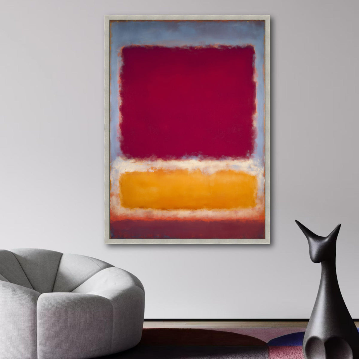 Abstract Color Blocks Canvas Wall Art, Modern Minimalist Red and Orange Canvas, Contemporary Home wall decoration, canvas print, wall art
