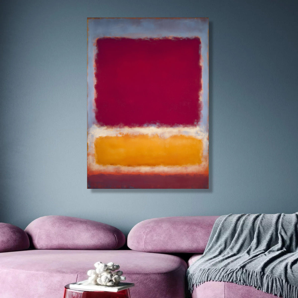 Abstract Color Blocks Canvas Wall Art, Modern Minimalist Red and Orange Canvas, Contemporary Home wall decoration, canvas print, wall art