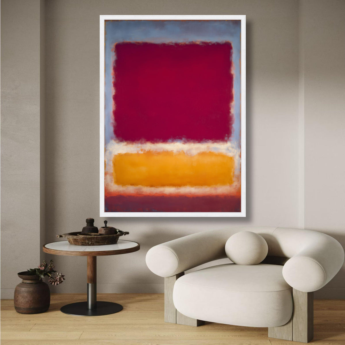 Abstract Color Blocks Canvas Wall Art, Modern Minimalist Red and Orange Canvas, Contemporary Home wall decoration, canvas print, wall art