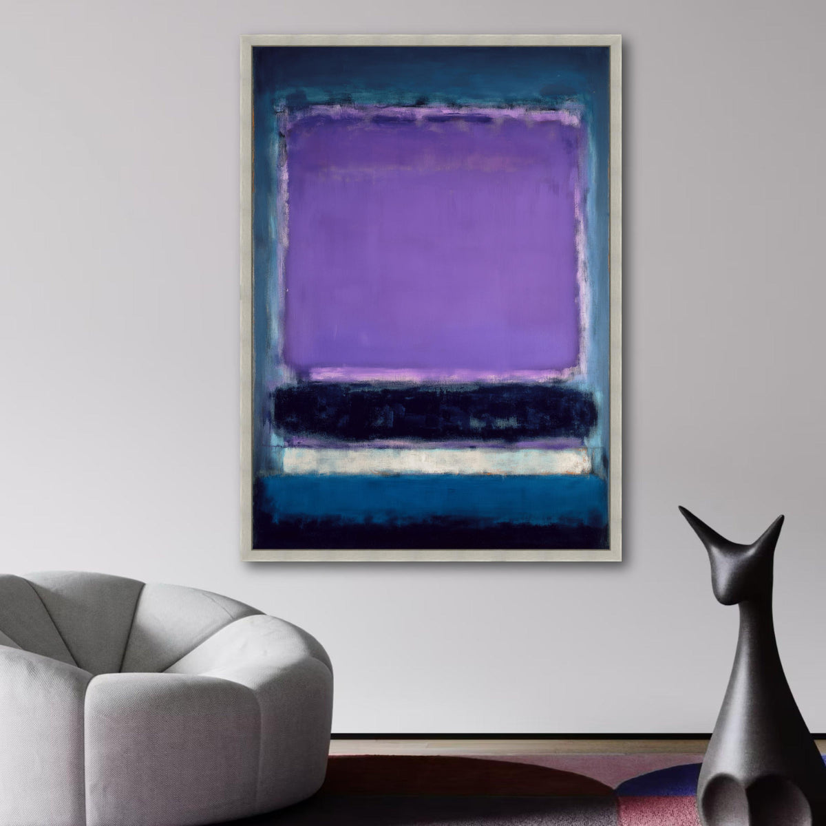 Abstract Color Field Canvas Wall Art, Purple and Blue Modern Minimalist Painting, Mark Rothko wall decoration, canvas print, wall art