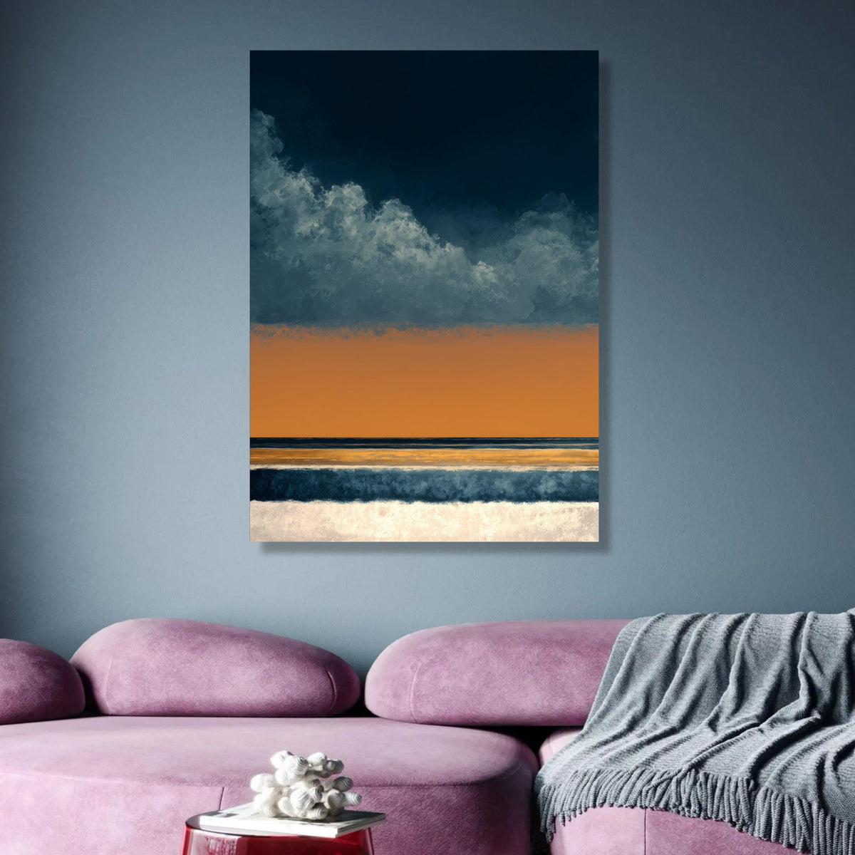 Abstract Mark Rothko Inspired Canvas, Moody Landscape Wall Art, Modern Color Block Design, Blue and wall decoration, canvas print, wall art