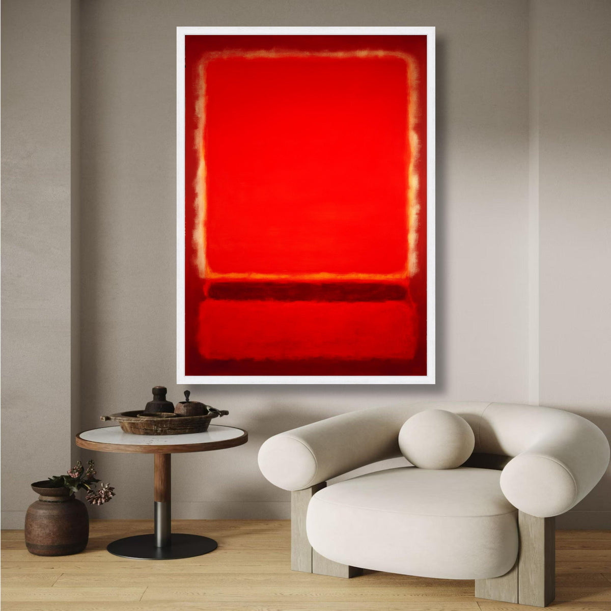 Vibrant Red Abstract Canvas, Mark Rothko Inspired Art, Modern Color Field Painting, Bold Wall Decor, wall decoration, canvas print, wall art