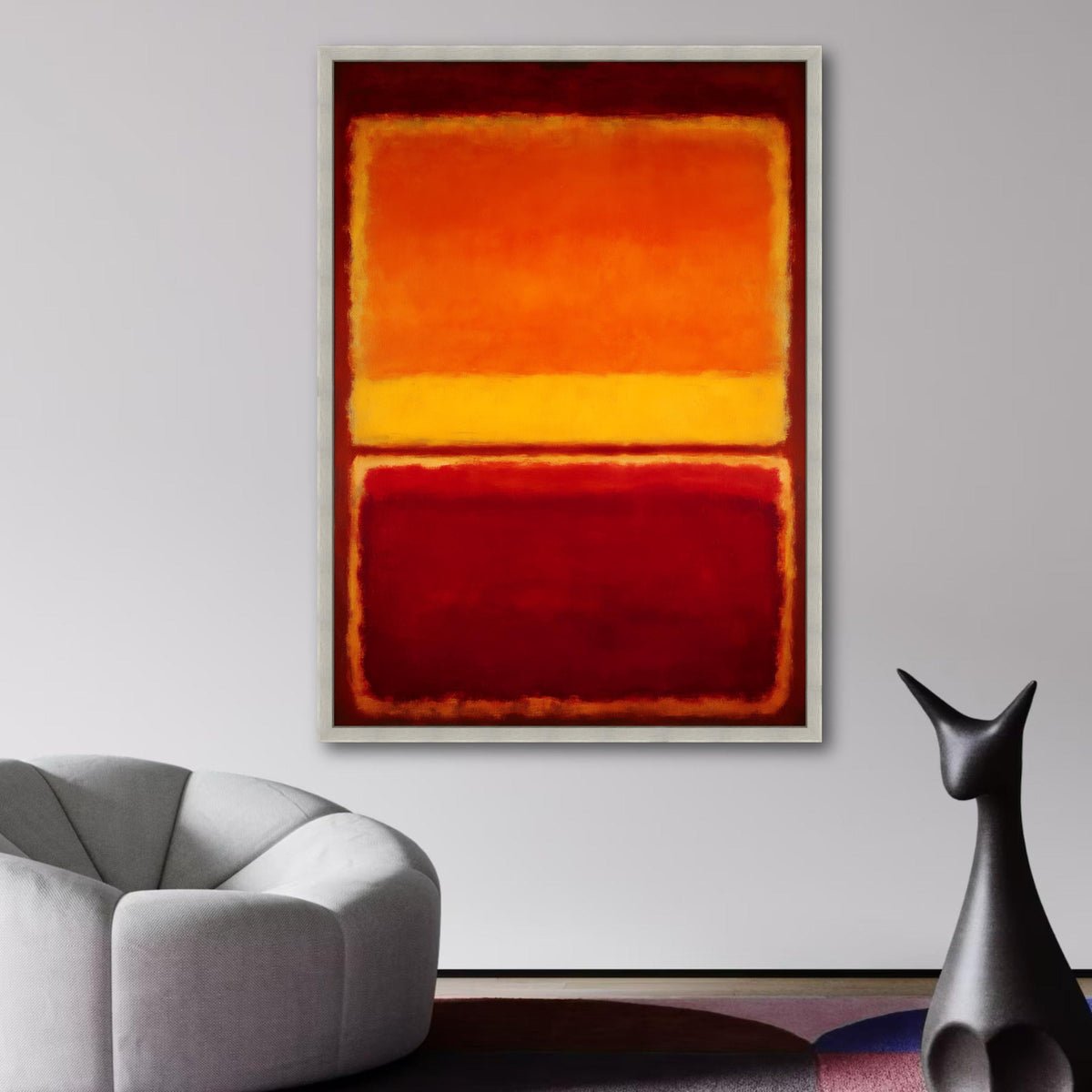 Abstract Color Block Canvas Wall Art, Mark Rothko Inspired, Modern Red Orange Yellow Painting, wall decoration, canvas print, wall art