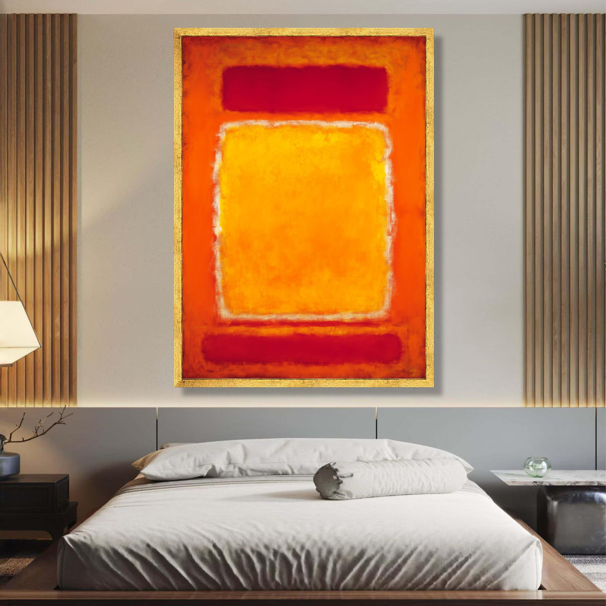 Vibrant Abstract Color Blocks Canvas, Modern Mark Rothko Style Wall Art, Bold Red and Orange wall decoration, canvas print, wall art
