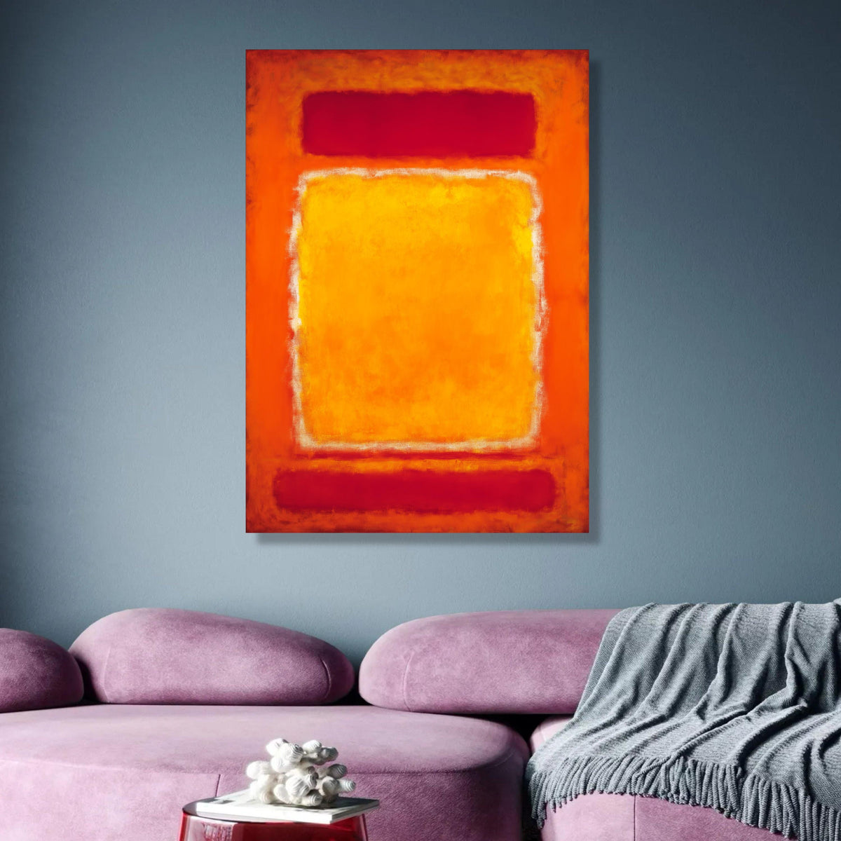 Vibrant Abstract Color Blocks Canvas, Modern Mark Rothko Style Wall Art, Bold Red and Orange wall decoration, canvas print, wall art