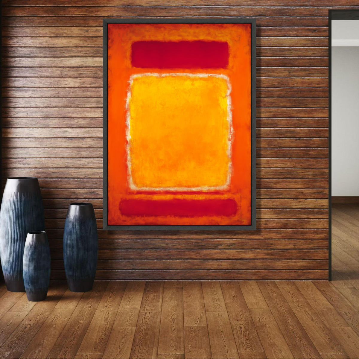 Vibrant Abstract Color Blocks Canvas, Modern Mark Rothko Style Wall Art, Bold Red and Orange wall decoration, canvas print, wall art