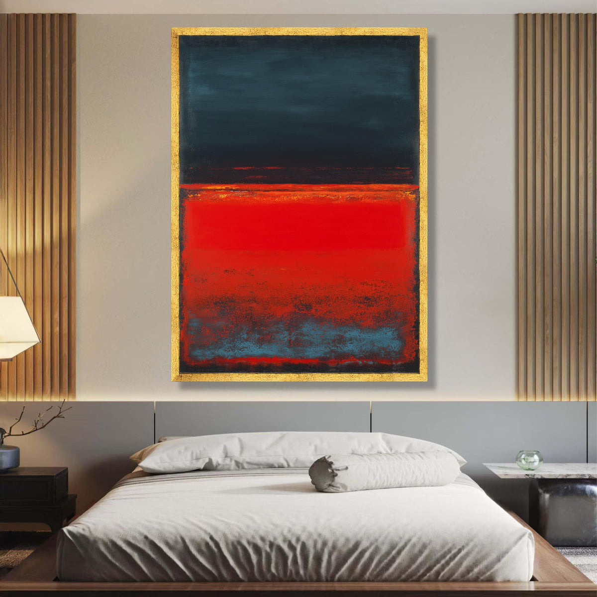 Abstract Color Field Canvas, Mark Rothko Style Wall Art, Red and Dark Blue Modern Canvas, wall decoration, canvas print, wall art