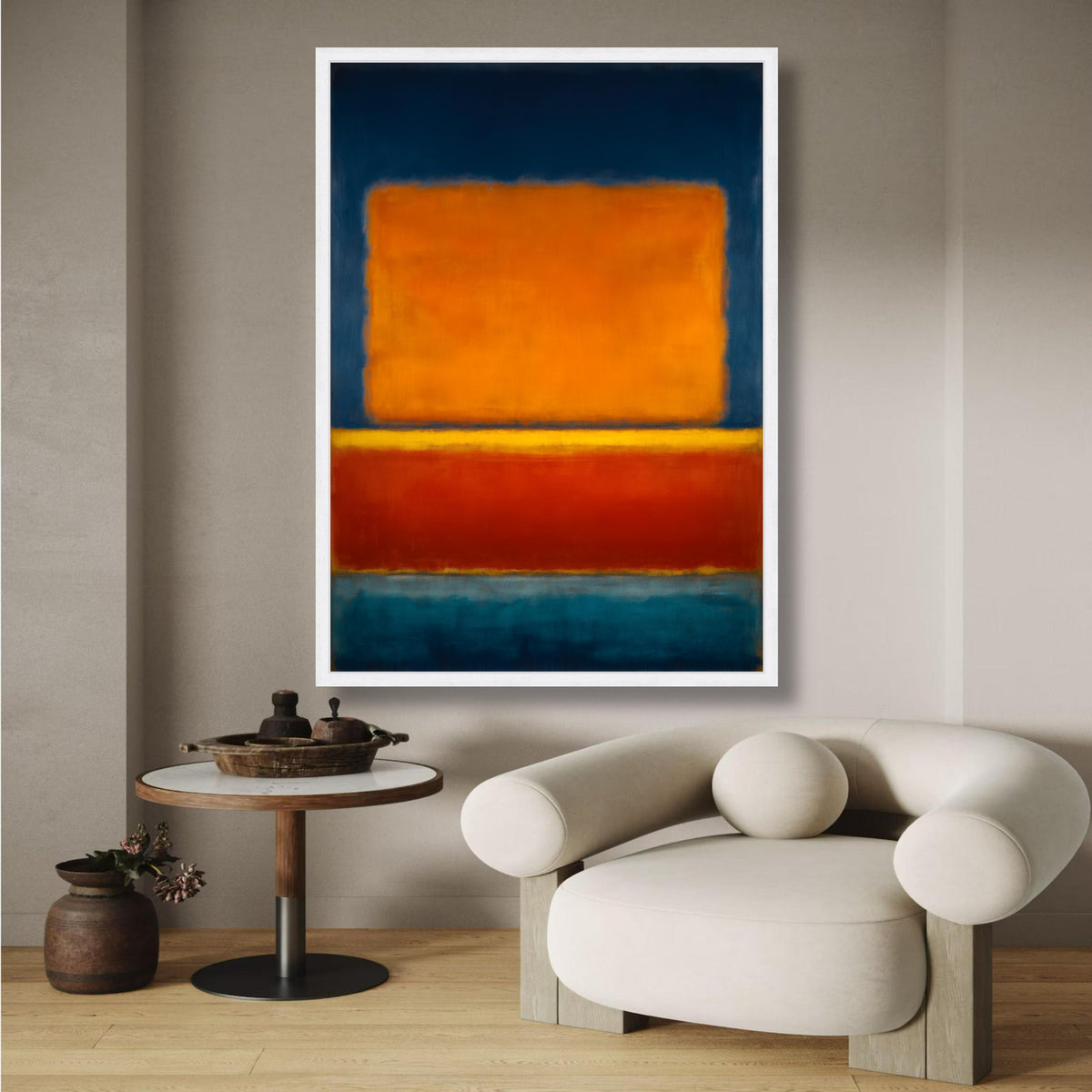 Abstract Color Field Canvas Wall Art, Mark Rothko Style, Modern Geometric Painting, Orange and Blue wall decoration, canvas print, wall art