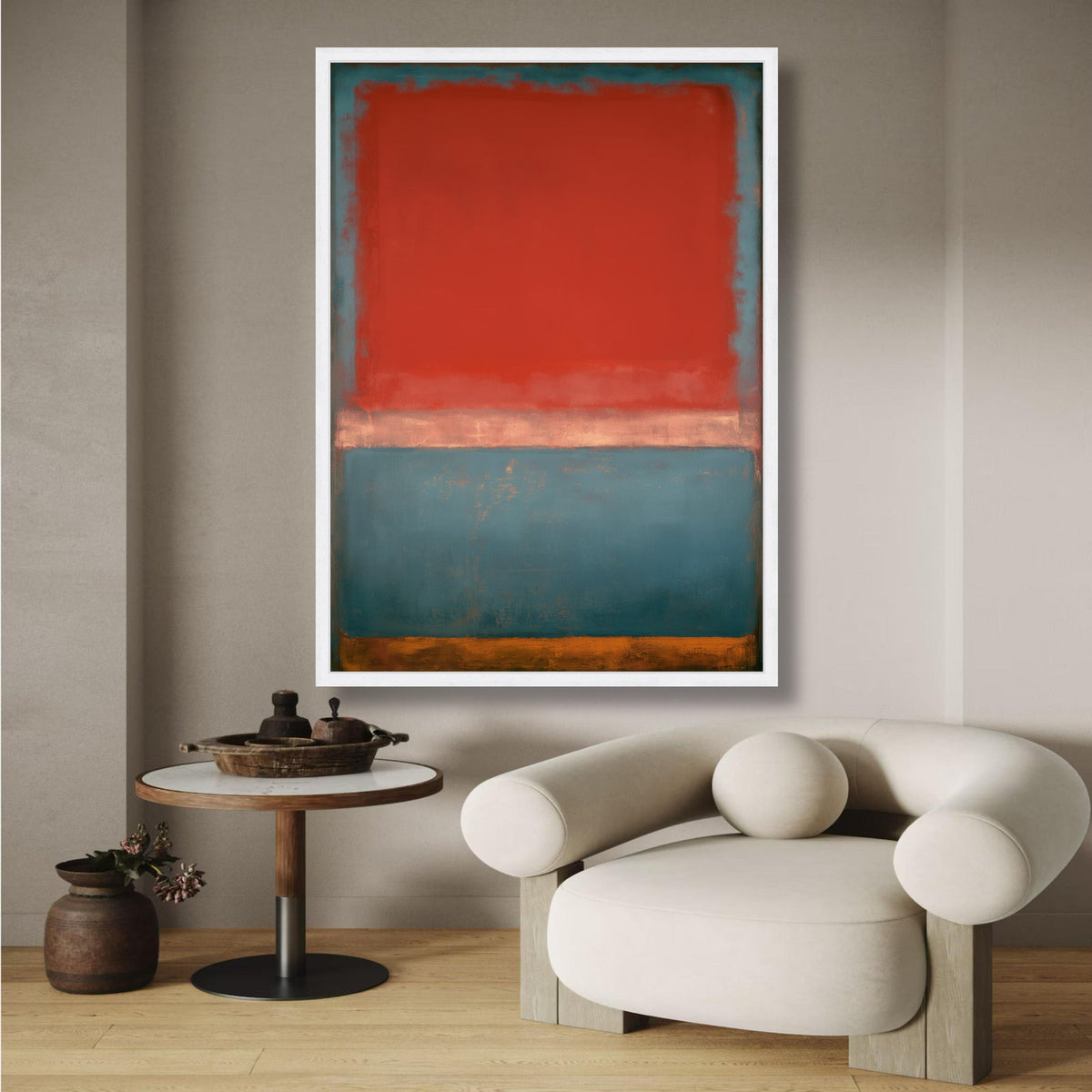 Mark Rothko Inspired Abstract Canvas, Modern Color Block Wall Art, Red and Blue Minimalist Painting, wall decoration, canvas print, wall art